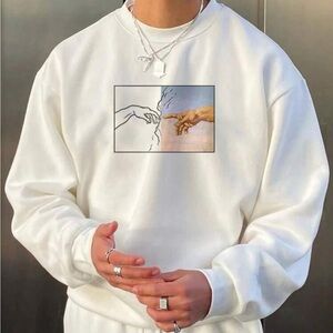 Homme Men Hand Print Drop Shoulder Sweatshirt